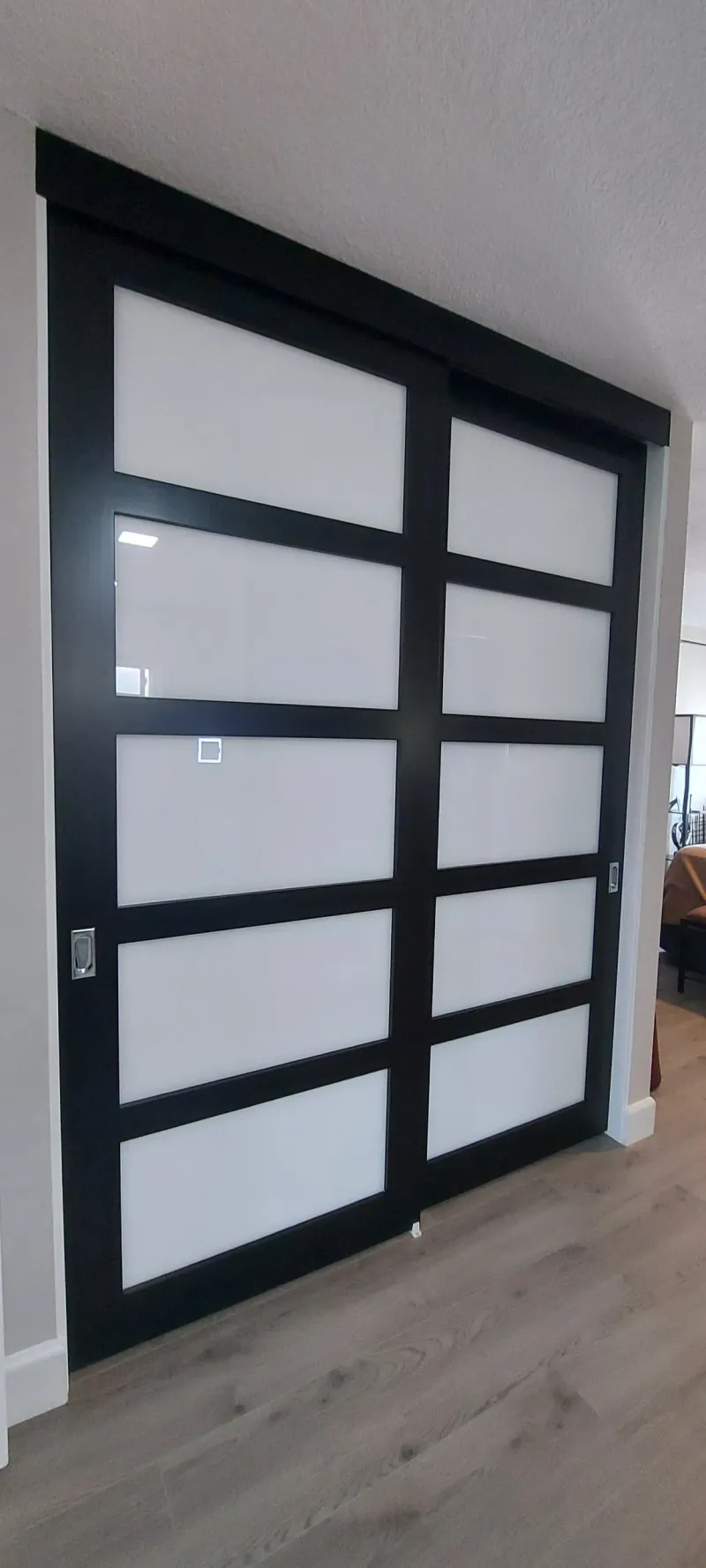 5-lite Starphire privacy glass sliding glass closet door