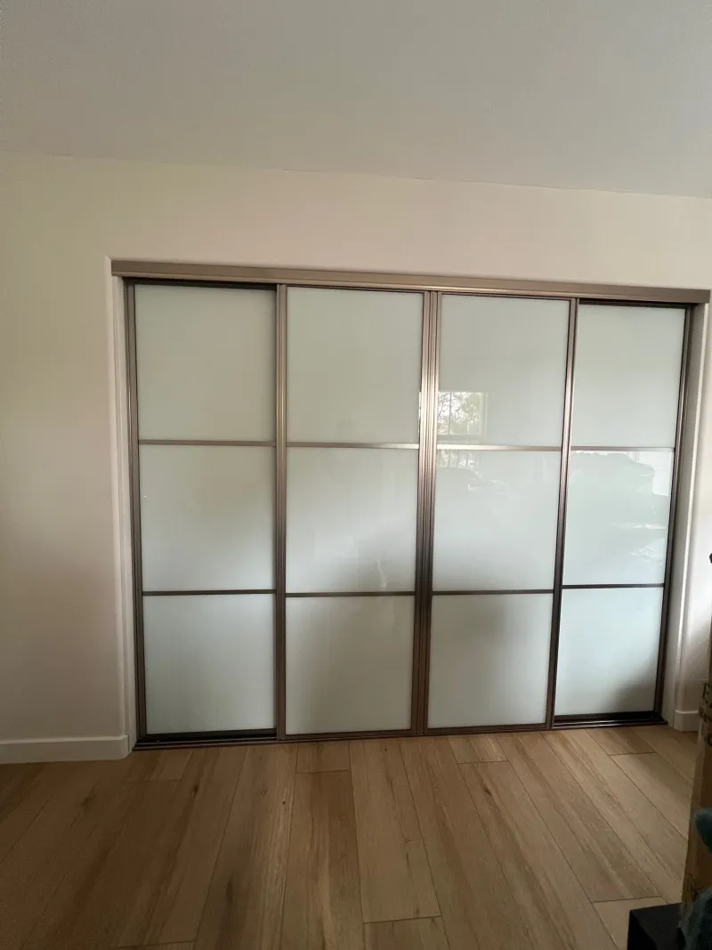 3-lite white glass sliding glass closet door
