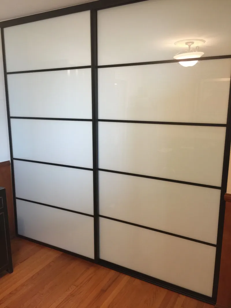 5-lite white glass sliding glass closet door