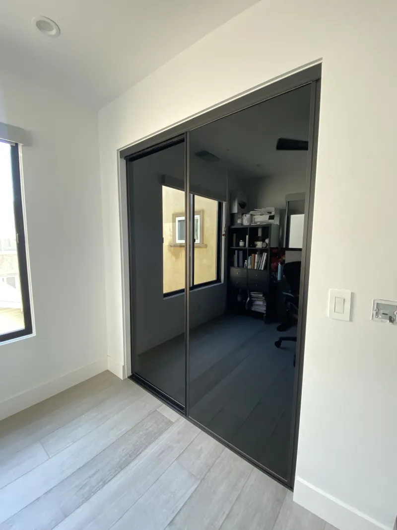 1-lite black mirror sliding glass closet door