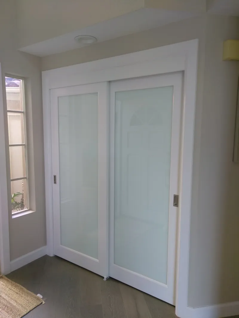 1-lite white laminate sliding glass closet door