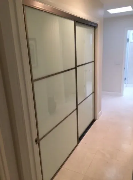 3-lite white glass sliding glass closet door