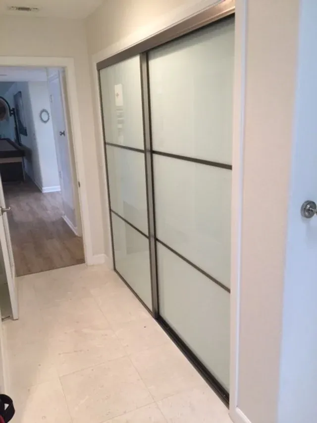 3-lite white glass sliding glass closet door