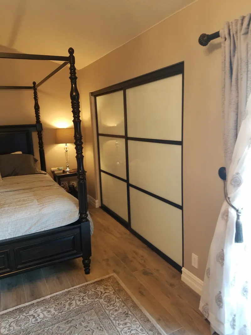 3-lite white glass sliding glass closet door