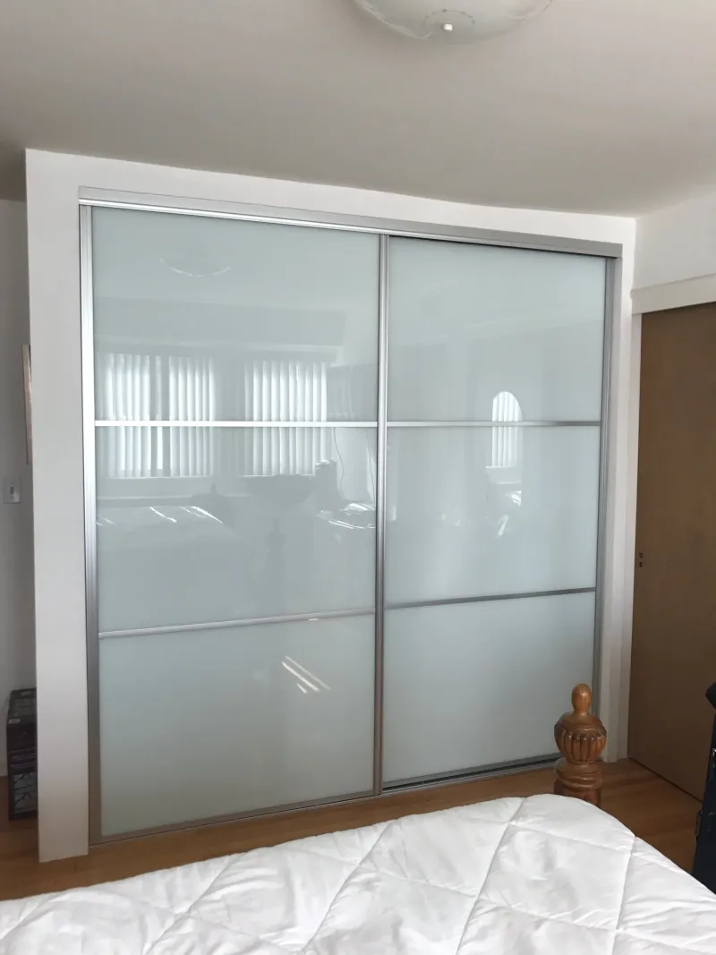 3-lite white glass sliding glass closet door