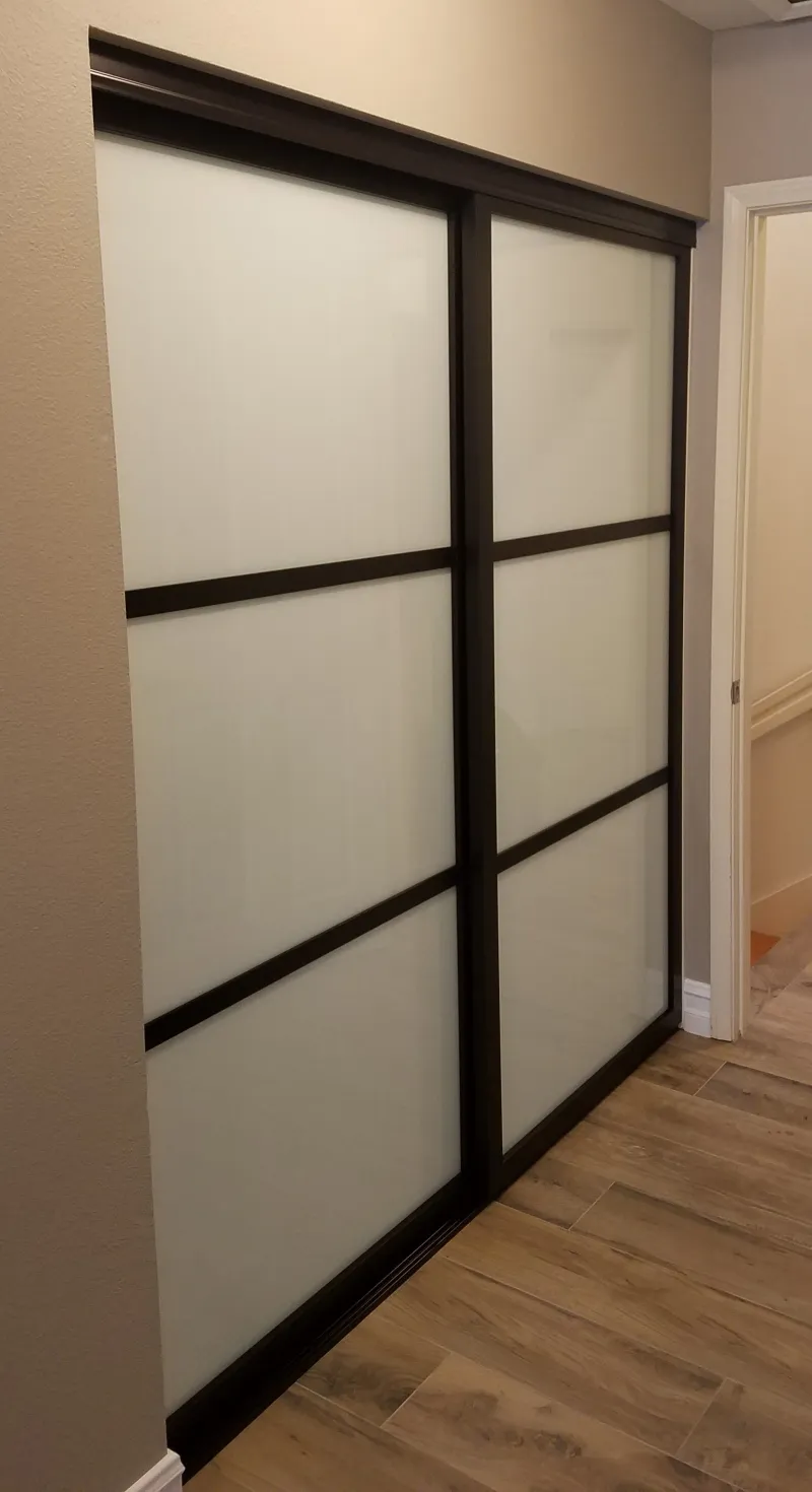 3-lite white glass sliding glass closet door