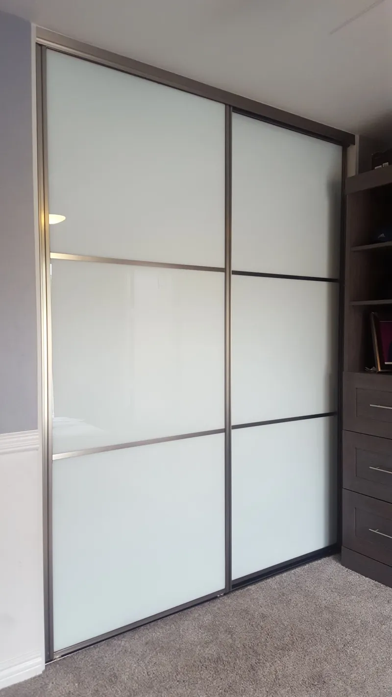 3-lite white glass sliding glass closet door