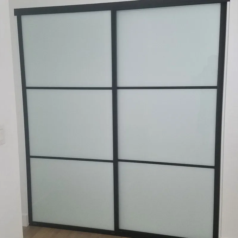 3-lite white glass sliding glass closet door