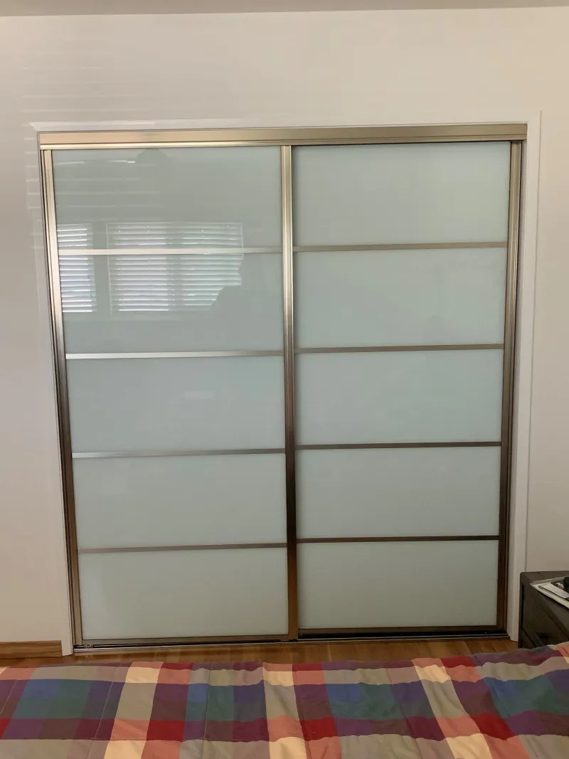 5-lite white glass sliding glass closet door