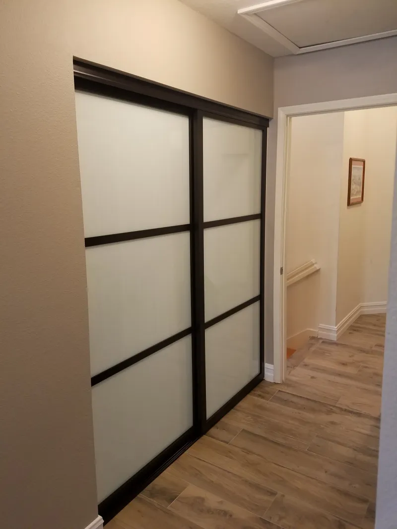 ER II 3-lite white glass sliding glass closet door