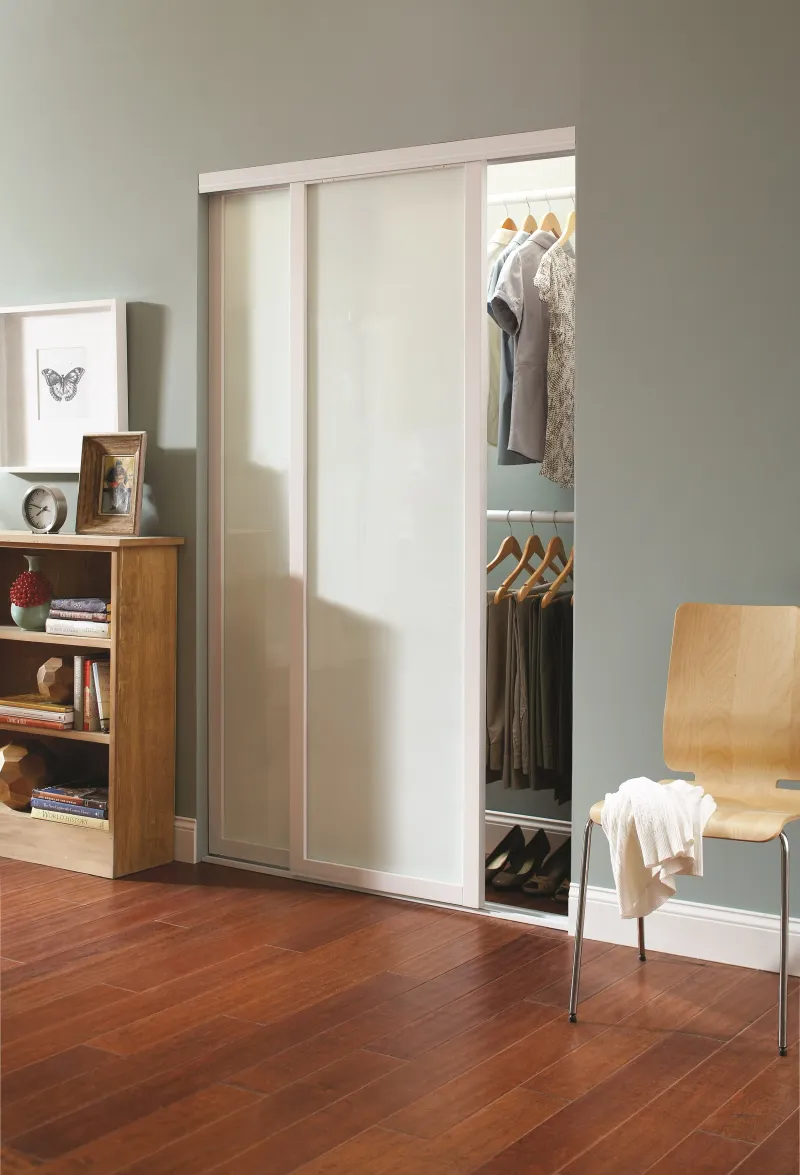 ER II 1-lite white glass sliding glass closet door
