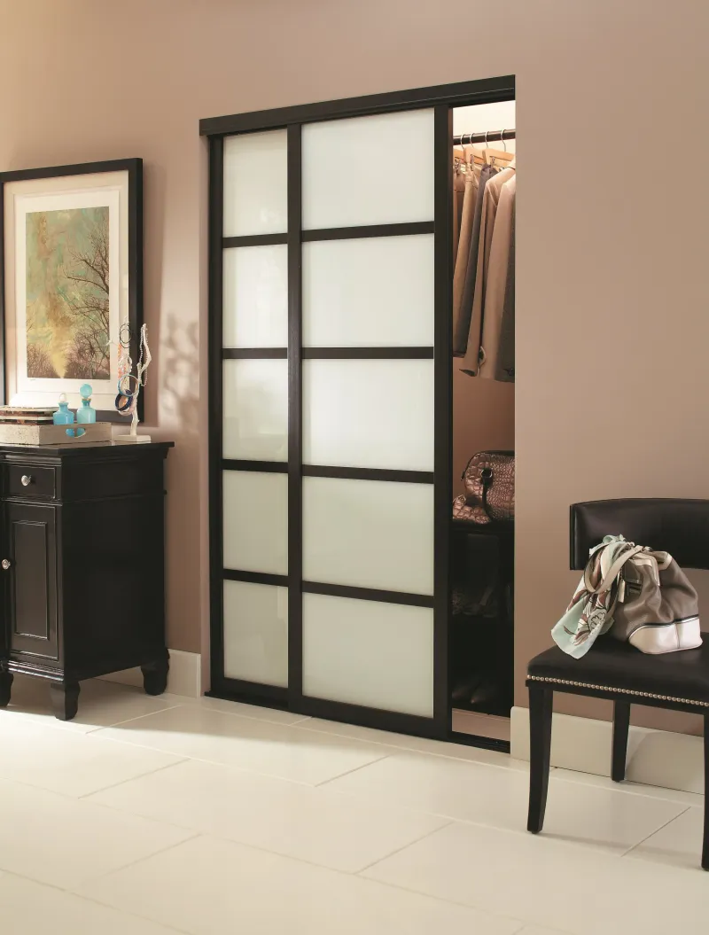 ER II 5-lite espresso snow white sliding glass closet door