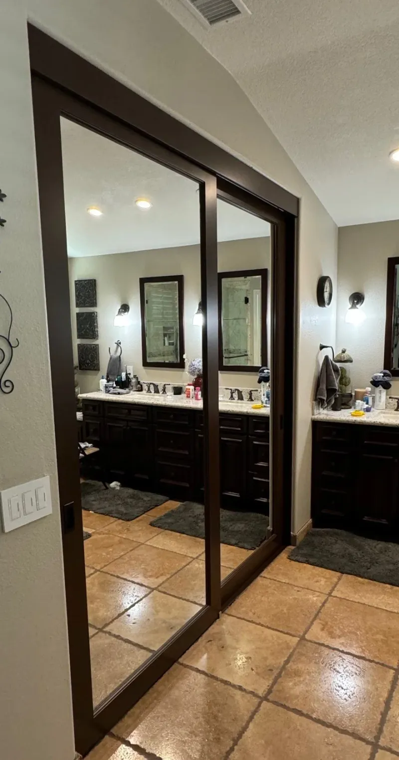 Elegant reflections with custom paint mirrored closet door