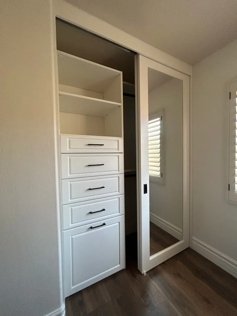Elegant reflections & organizer mirrored closet door