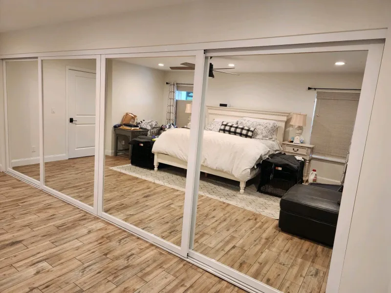 3 inch white frame mirrored closet door