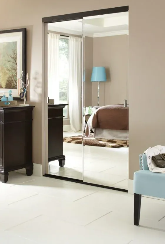 Frameless mirrored closet door