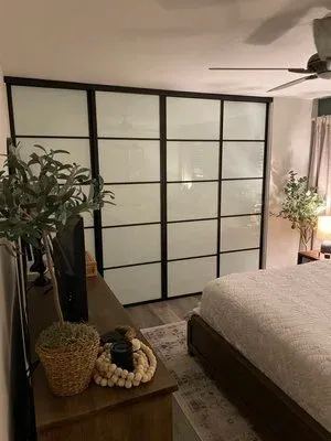 Glass doors mirrored closet door