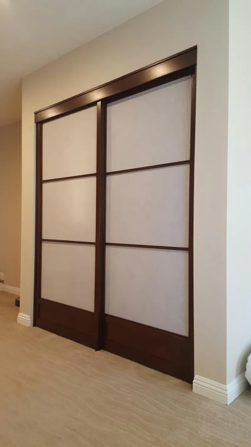 2 doors double track 3-lite shoji sliding closet door