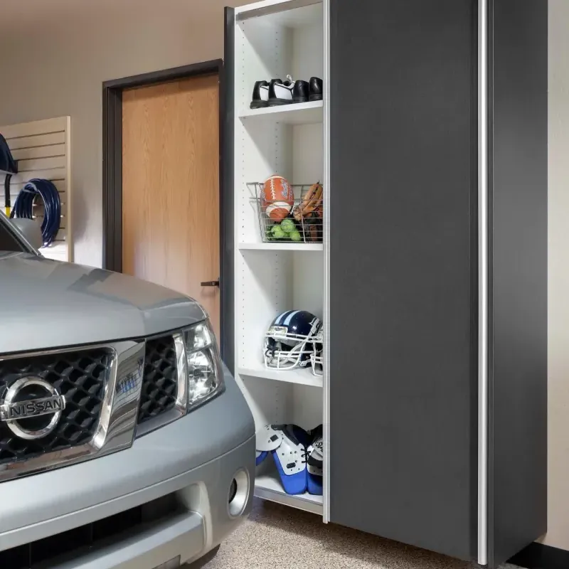 Custom garage storage — granite sliding sedona floor